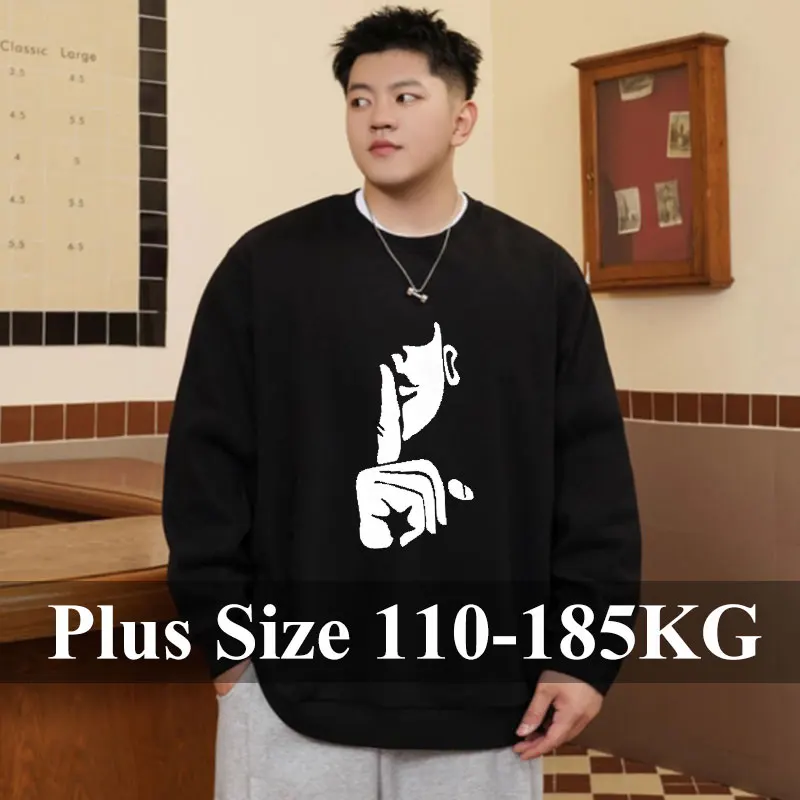 1XL-7XL Casual Langarm Hoodies für Männer Plus Größe Mode Street Hip Hop Slim Fit Top 110-185 KG Basis Shirt Männliche Kleidung