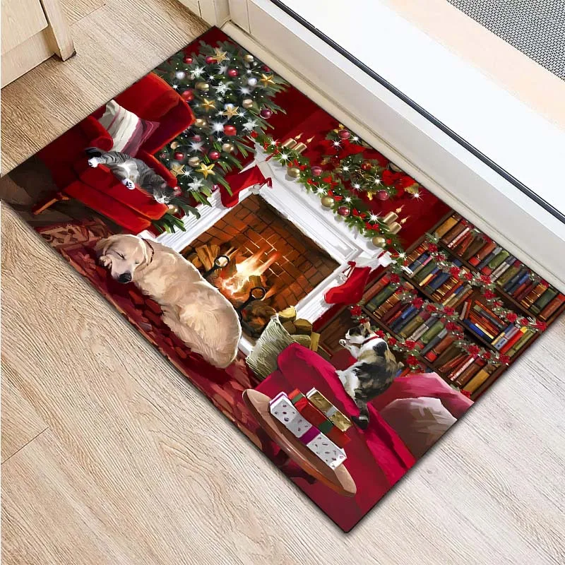 VIKAMA Merry Christmas Carpet with Festive Design Rug For Bedroom Carpet For Live Room Large Area Rugs for Living Room Home Deco