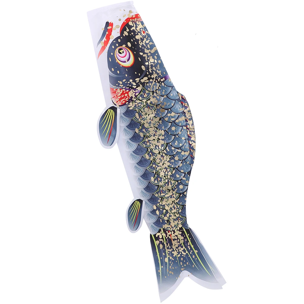 

Japanese Carp Flag 100cm Golden Blue Windsock Outdoor Decor Realistic Fish Design Hanging Garden Yard Ornament
