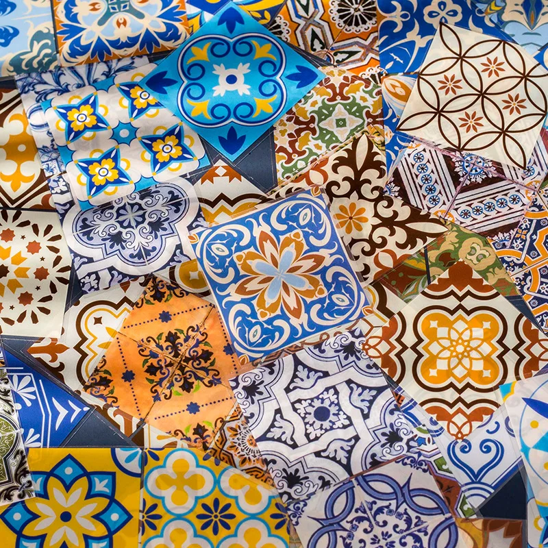 15 Pcs Moroccan Style Tile Sticker Decorative Sticker For Scrapbooking Kid Diy Arts Crafts Album Journaling Junk Journal