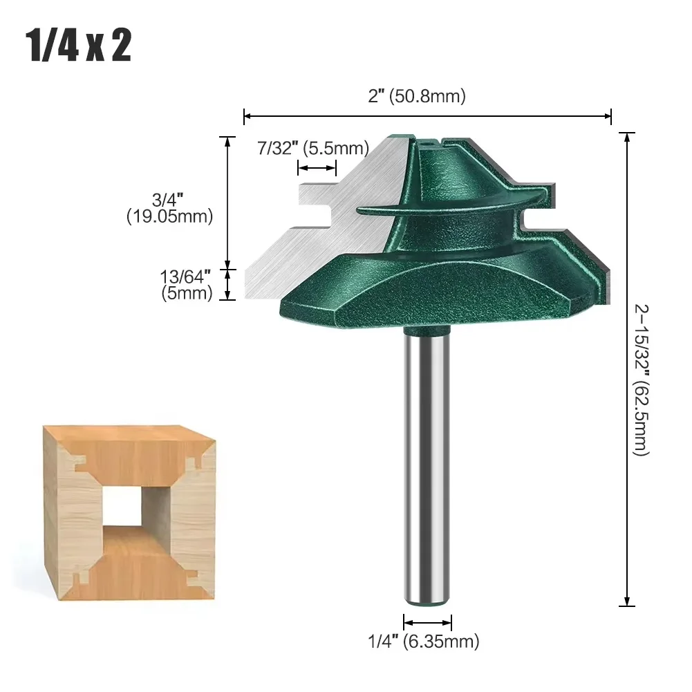 45 Degree Lock Miter Router Bit 1/4