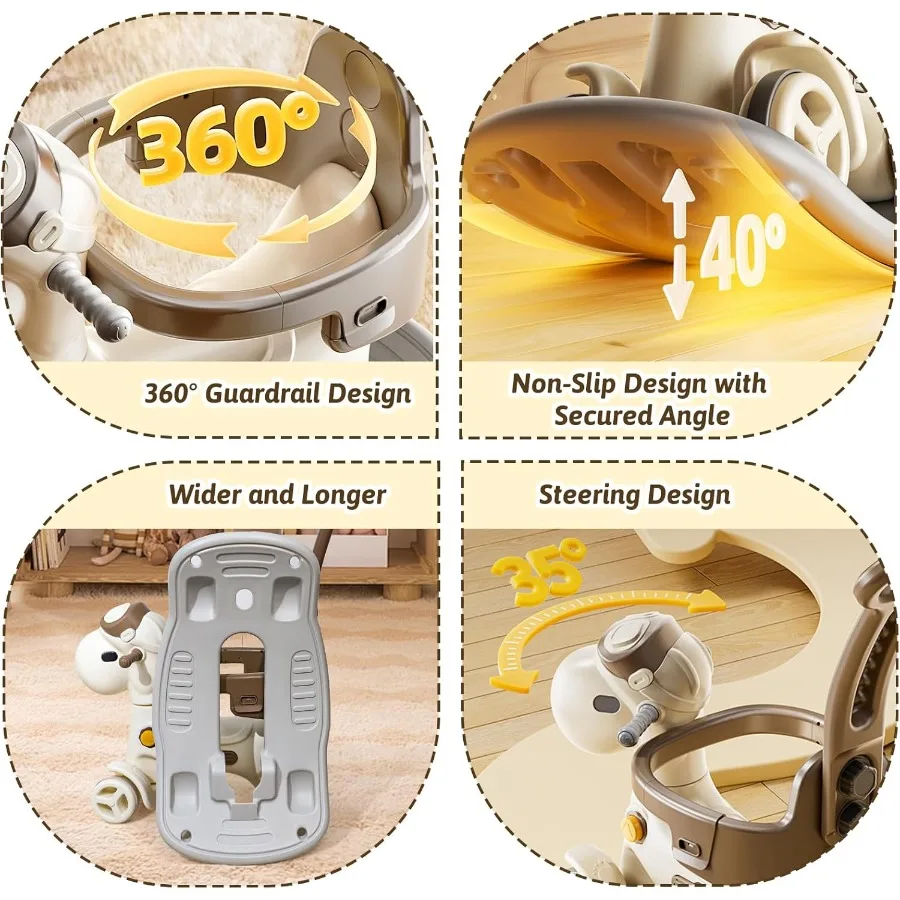 Cheval à bascule 4 en 1 pour tout-petits de 1 à 3 ans, jouet à bascule amusant, cadeau d'anniversaire pour 1 +, jouet avec Rails de garde détachables