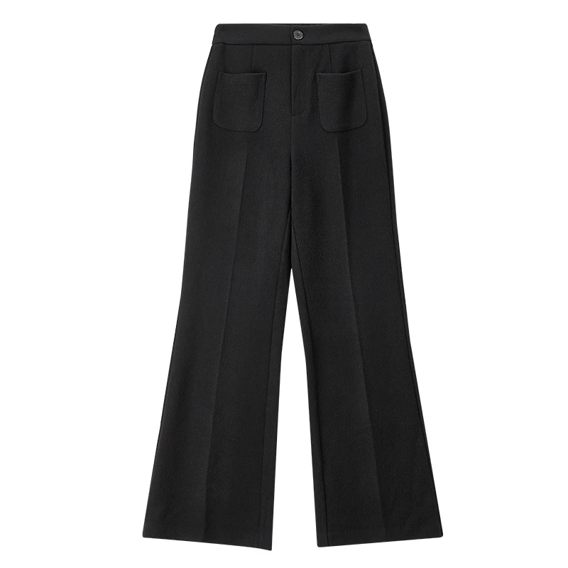 SENTUBILA Women's Flare Pants 2026 Office Lady High Waist Wool Blend Slim Fit Long Trousers Spring New Knit Bottoms 154KH6342