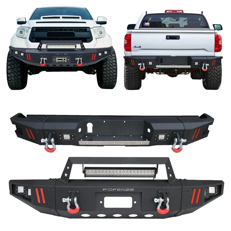 

Direct Fit Textured Black Front Winch Rear Step Bumper Combo For Truck 2014-2021
