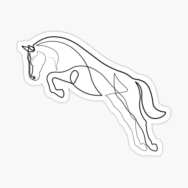 Jumping Horse One Line Art  5PCS Stickers for Room Water Bottles Print Decor  Bumper Home Art Luggage Kid Funny Car Window