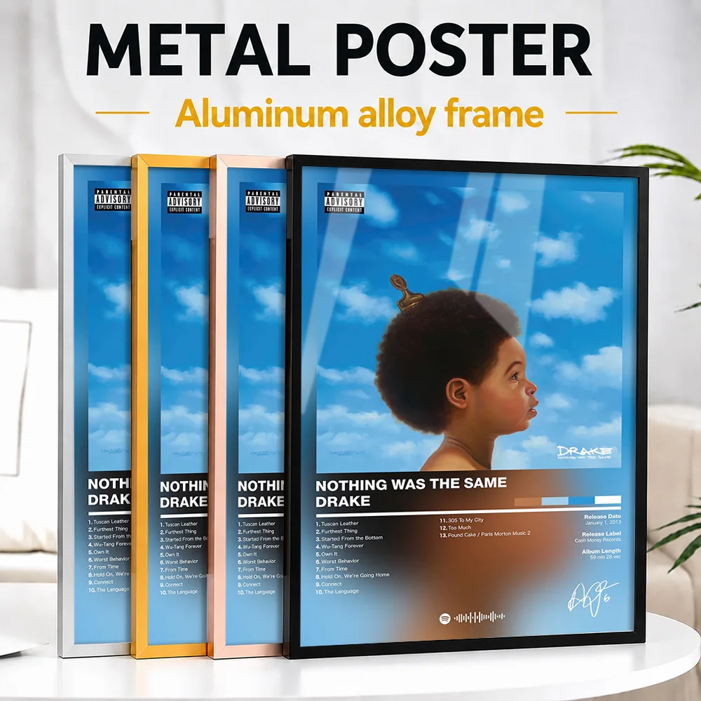 Drake - Nothing Was The Same Framed Aluminum Metal Poster Customized Photo Vibrant Concert Style Wall Art For Recording Studio