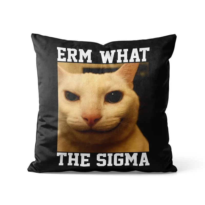 Gaslight Gatekeep Girlboss Erm What the Sigma Cat Funny Meme Throw Pillow Covers Cushion Cases Pillowcases 45cm x 45cm