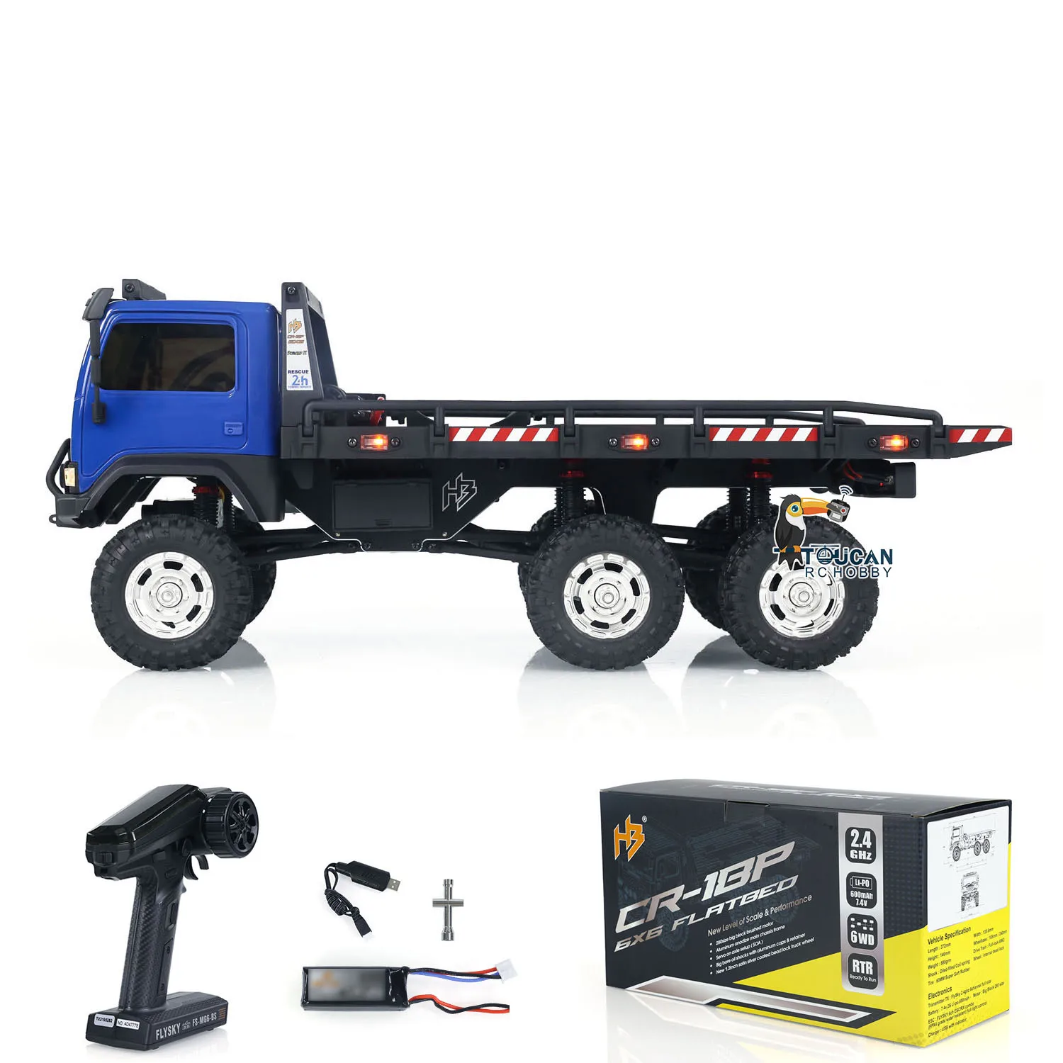 HB RTR 6x6 Flatbed Trailer 6WD RC Crawler 1/18 Off-Road Car Truck 2-Speed Lights CR18P Assembled Painted Mini RC Toys Model