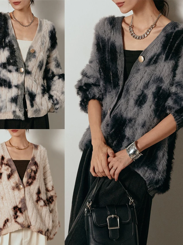 

Мягкий уютный вязаный свитер с V-образным вырезом, автомобильное пальто, женская верхняя одежда, корейский Sle из искусственного бархата, высококачественный повседневный длинный слэ...