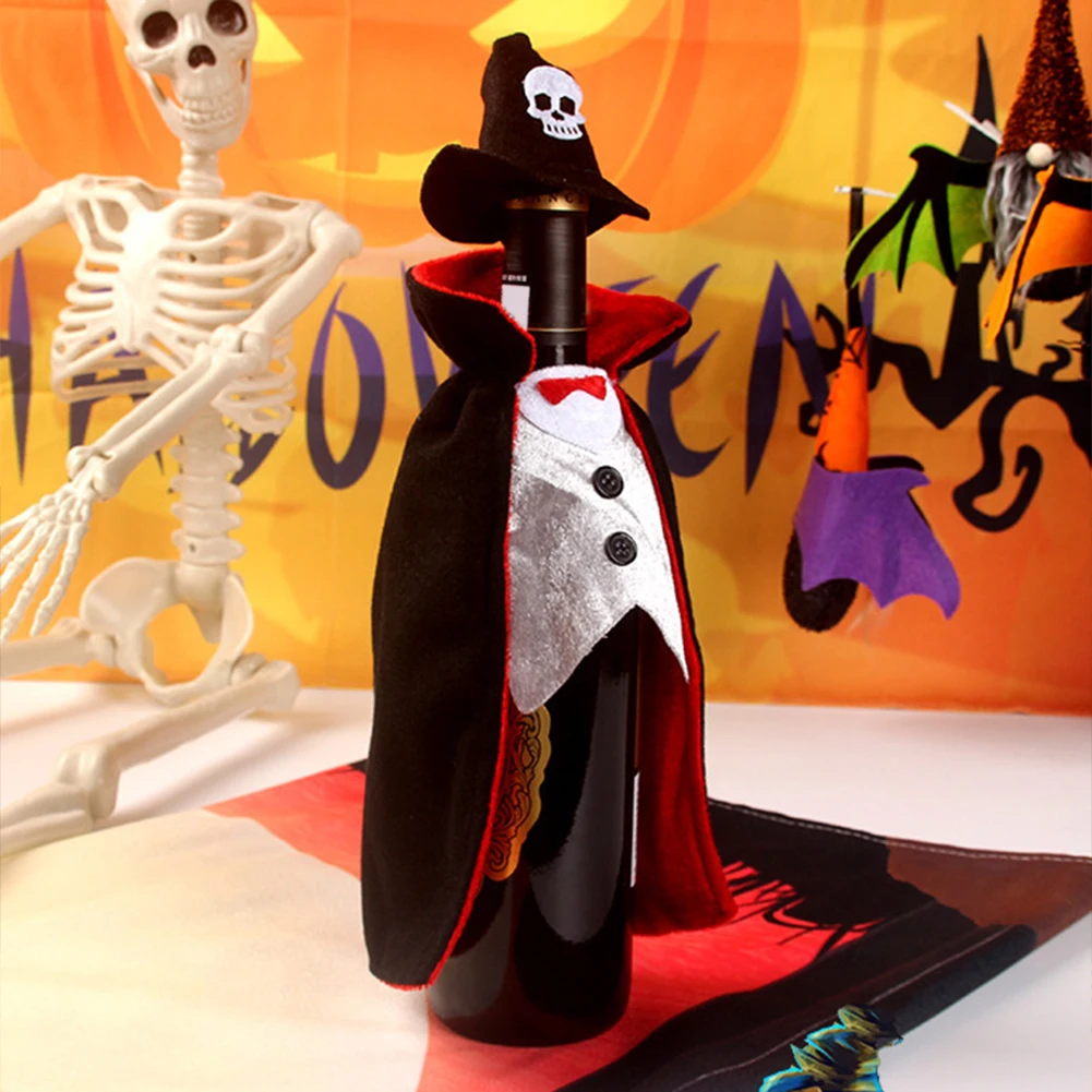 Halloween Wine Bottle Cover,Vampire-Cape Themed Decoration For Champagne Festive Table Centerpiece Decorations