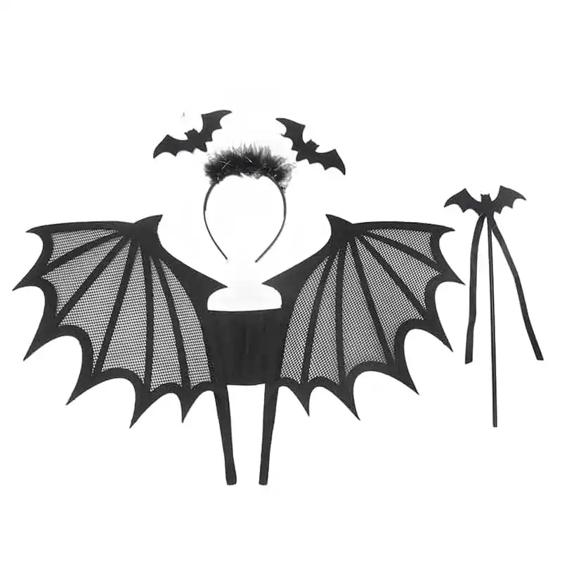 Bat Wing for Kids Halloween Costume Vampire Witch Dress Up Role Play Props Party Decoration Spider Headwear Set for Boys Girls