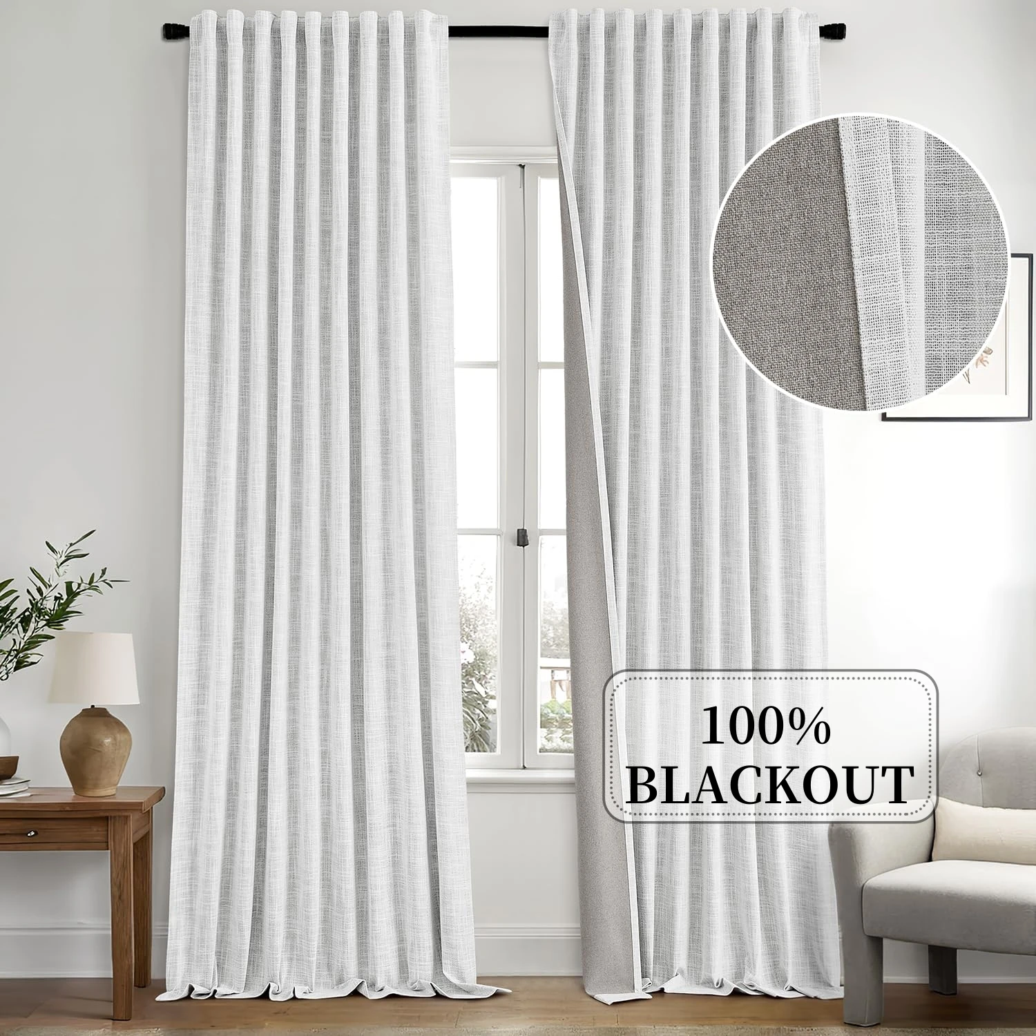 

310cm Height Custom Made 100% Blackout Living Room Window Faux Linen Curtains Bedroom Curtains Drapes