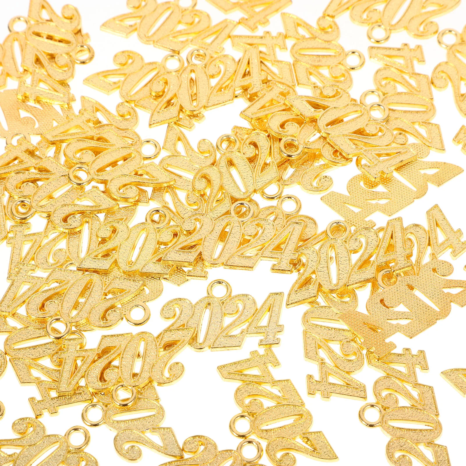 

50pcs 2024 Number Pendant Necklace Silver Large Alloy Charms for DIY Jewelry Making New Year Gifts Accessories
