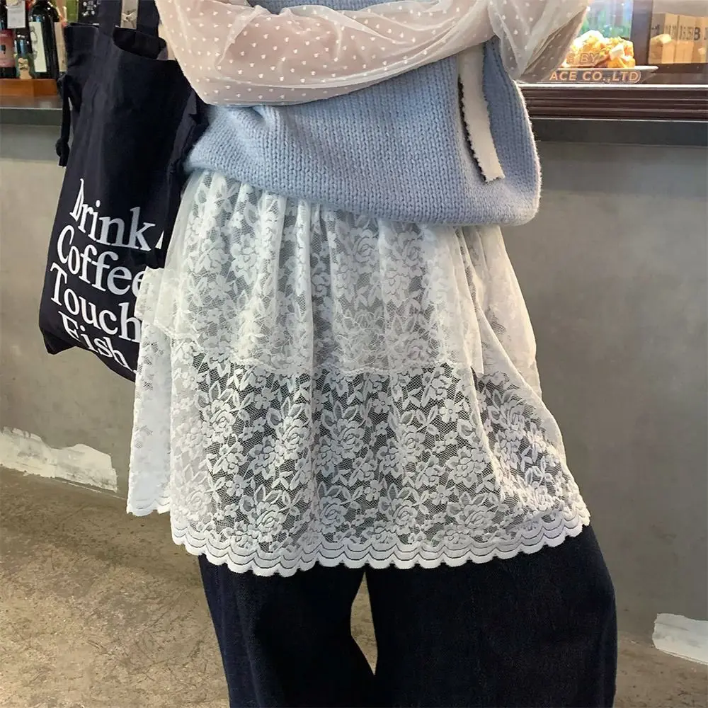 

Модная мини-юбка с вышивкой цветов, двойным слоем, прозрачными вставками и кружевной отделкой для женщин и девушек