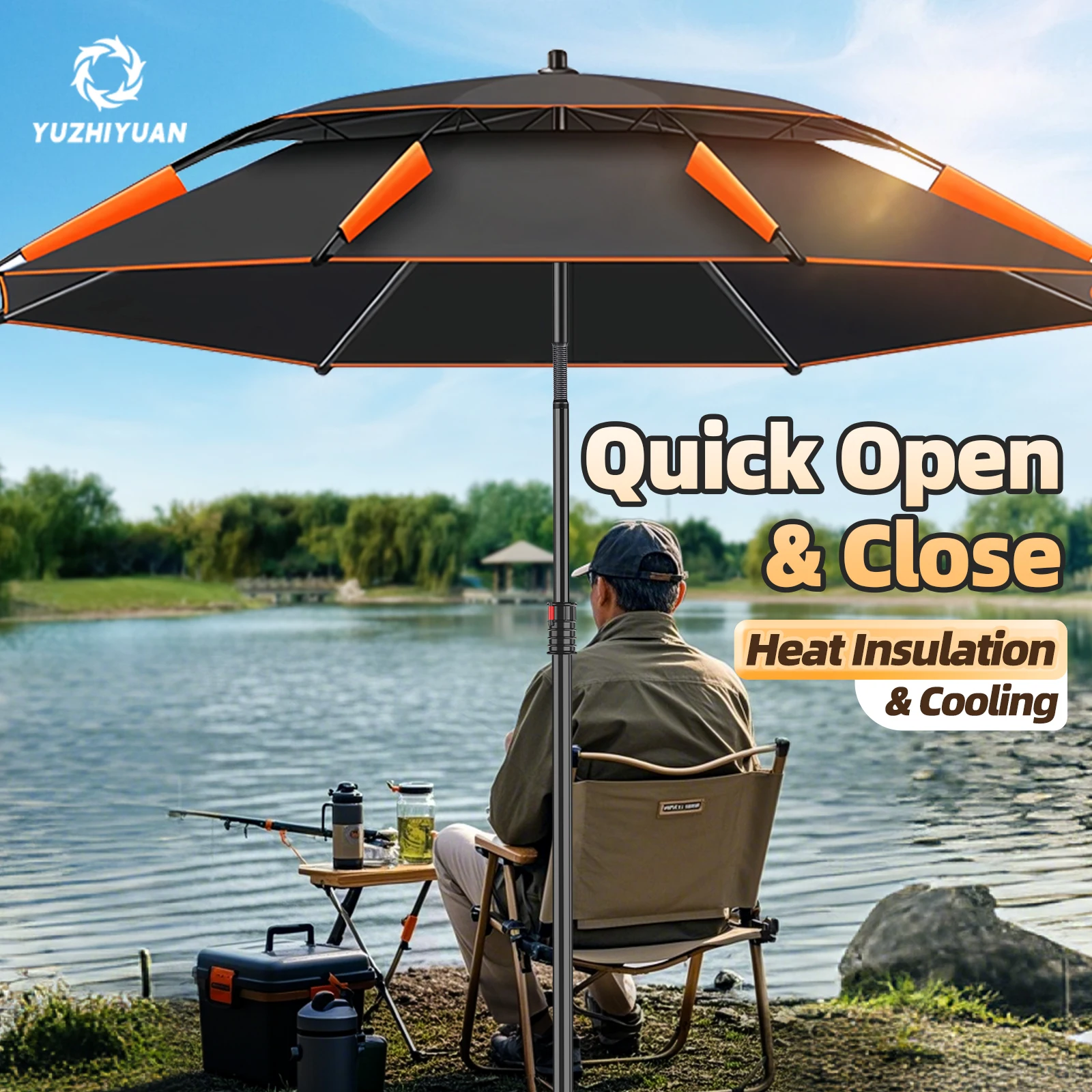 

Большой складной зонт для рыбалки UPF 50+, защита от солнца, водонепроницаемый, ветрозащитный, портативный, для рыбалки на открытом воздухе с регулируемой подставкой