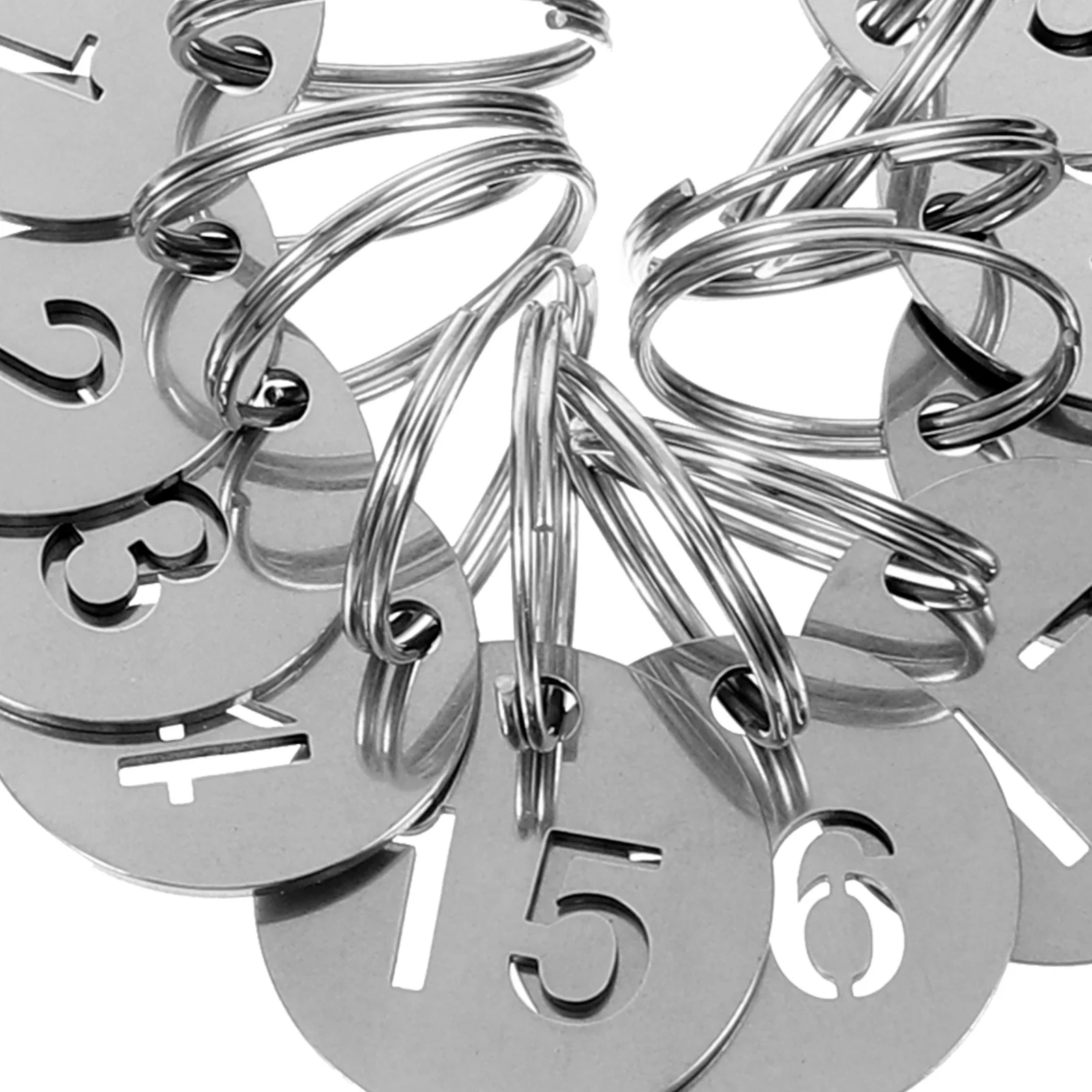 30 Pcs Stainless Steel Number Plate Hanging Tags Key Identifiers Ring Rings with Cards Metal Numbered Banquet