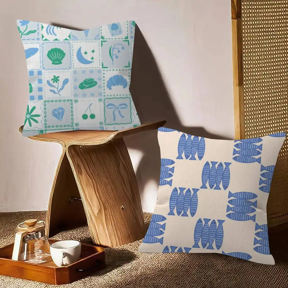 piece fresh ocean-themed   Pillow Gift Home Office Decoration Bedroom Sofa Car Cushion Cover case 45x45