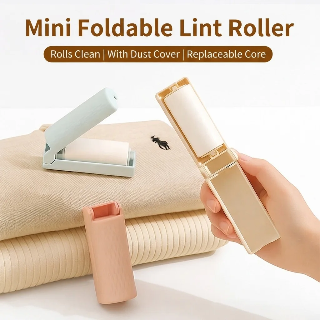 Mini Foldable Lint Roller Portable Sticky Pet Hair Remover Tearable Sticky Paper Dust Fluff Cleaner For Clothing Sofa Travel Use