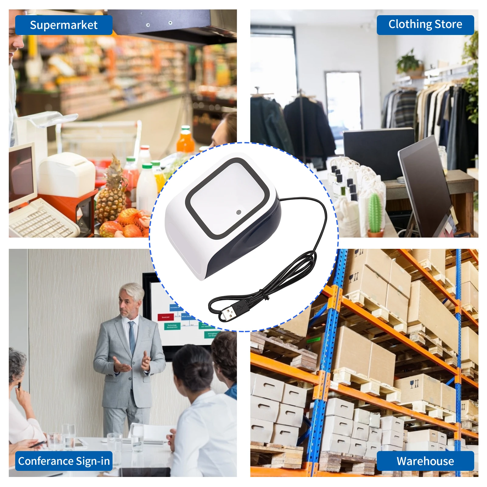 새로운 1D 2D QR 데스크탑 바코드 스캐너 플랫폼 핸즈프리 USB 유선 바코드 리더 스캐너 플러그앤플레이 윈도우 안드로이드 호환