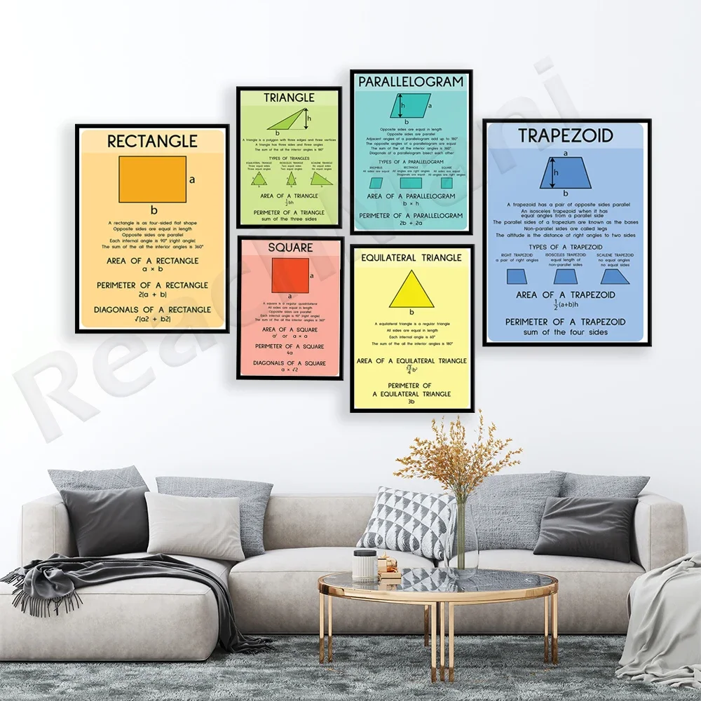 Kids geometric shapes infographics, geometry poster, education poster, math, classroom poster,
