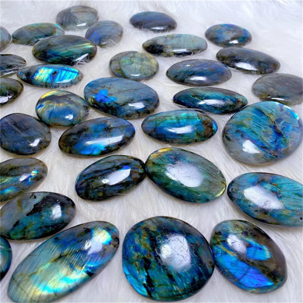 Healing High Quality Energy Polished Flashy Natural Blue Labradorite Palm Gemstones Stone Reiki Quartz Crystal For Gifts