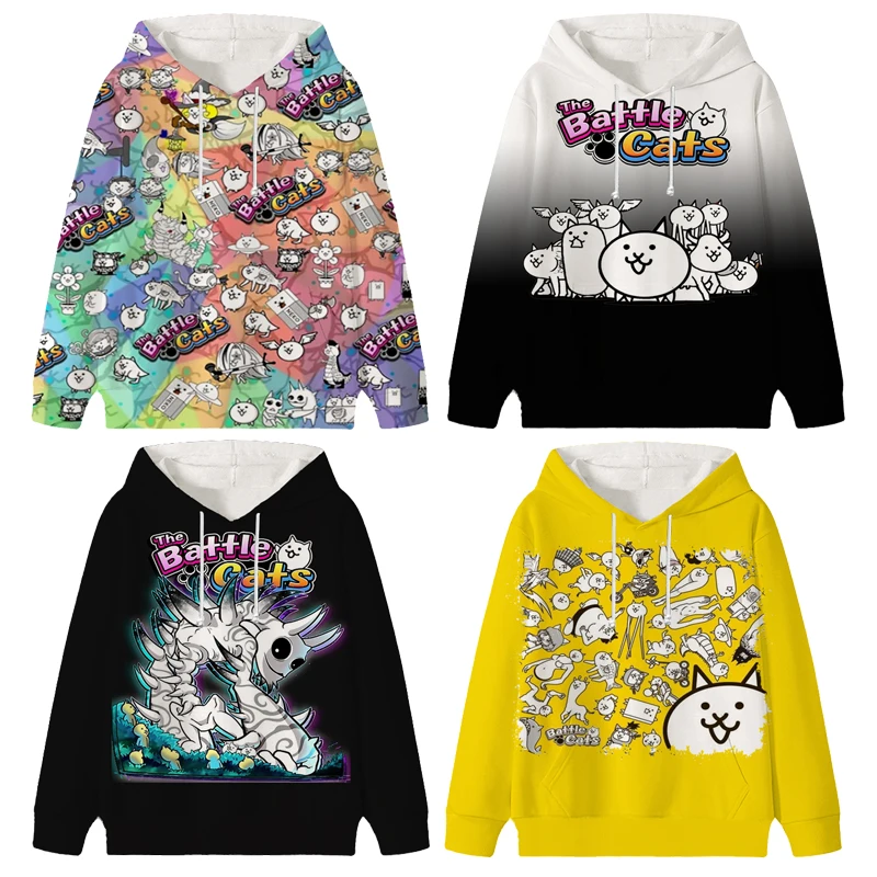 The Battle Cats felpa con cappuccio bambini ragazzi bambini tendenza moda creativo divertente gioco stampato felpa con cappuccio Cartoon Anime manica lunga Top