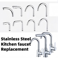 Kitchen faucet Replacement Stainless Steel Sink Tap Spout Pipe Fittings Single Handle Connection Cardan Tube Rotates Large Bend