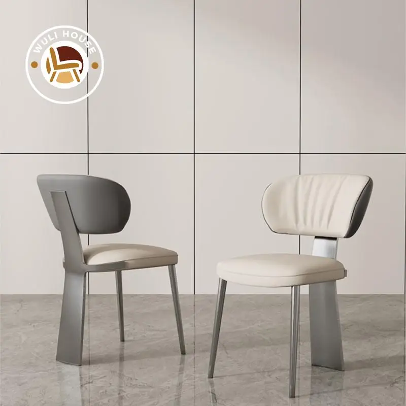 Modern Light Luxury Simple Nordic Style Dining Chair Home Casual Chair Stainless Steel Comfortable Designer Backrest Chair 2024