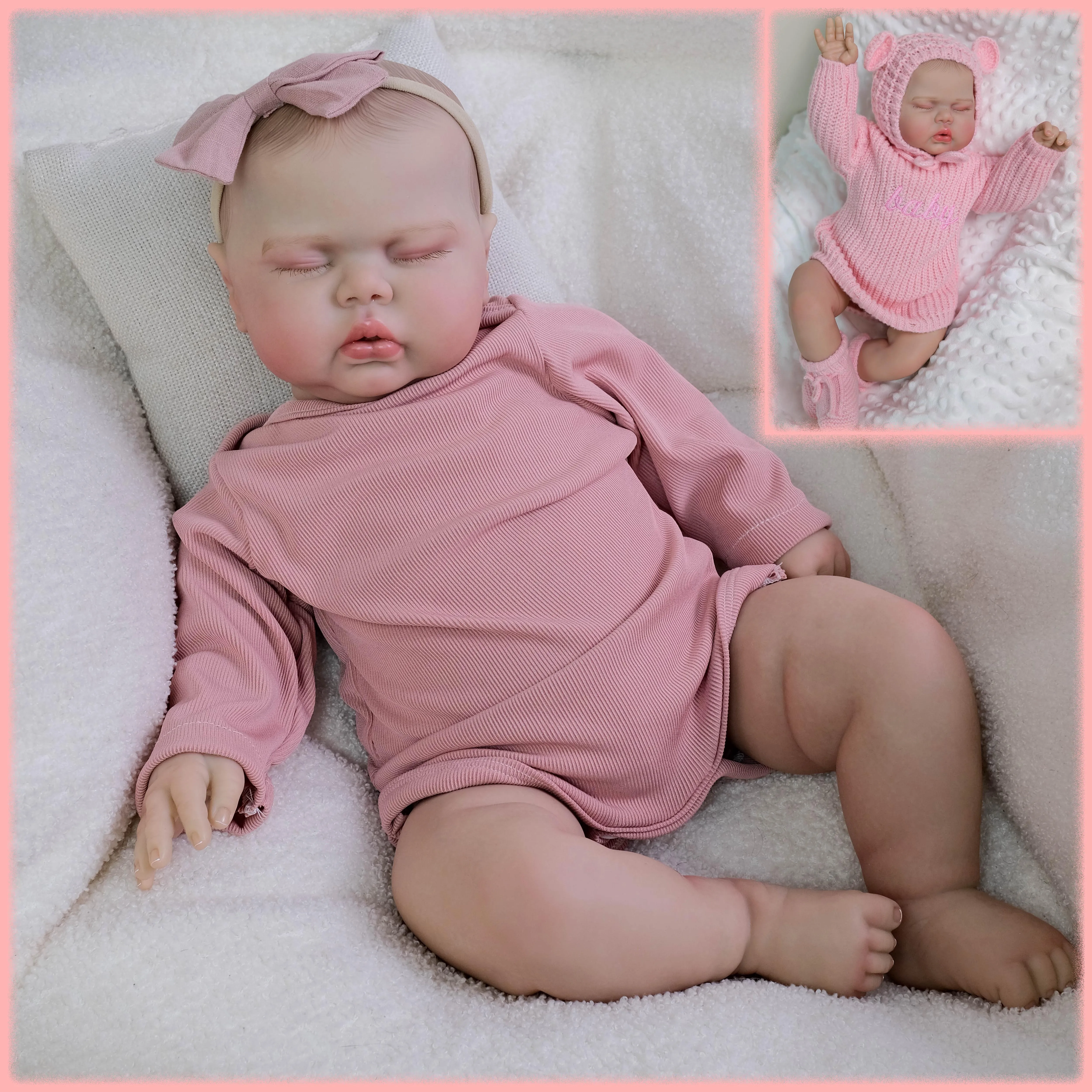 

Pickle Sleeping 19'' Reborn Doll Lifelike Handmade Multiple Layers Painting 3D Skin With Visible Veins Collectible Art Doll