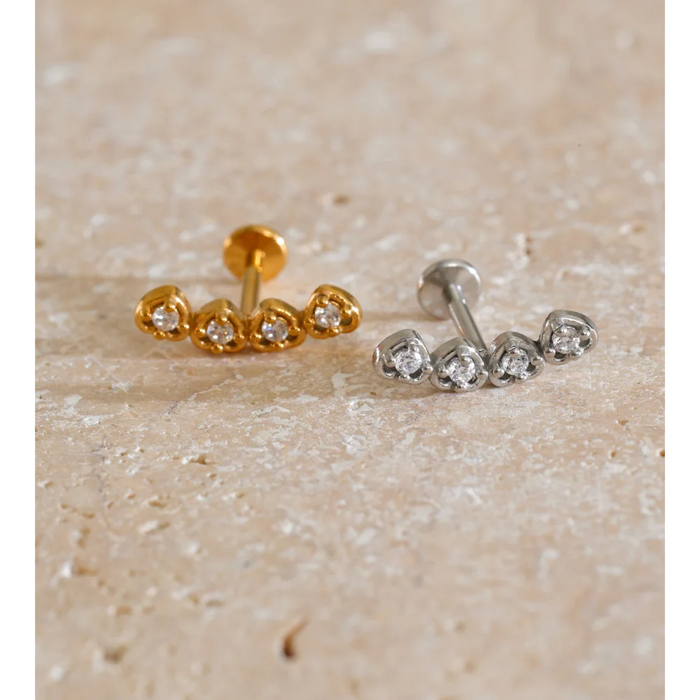 Yhpup 1PC 316 Stainless Steel Cubic Zirconia Cartilage Earring Tiny Tragus Stud Helix Conch Flatback Piercing Body Jewelry