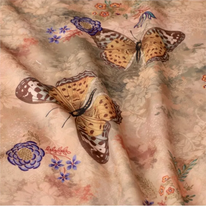 Nieuwe Chinese stijl Xiangyun gaas bedrukte stof cheongsam bovenkledingstuk tie-dye borduurwerk en