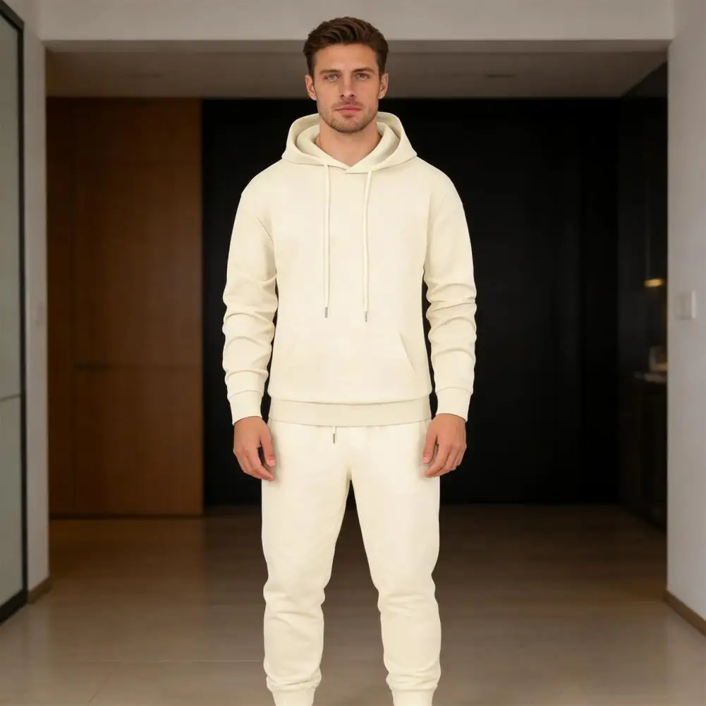 Men's Hooded Sweatsuit 2 Piece Set Long Sleeve Hoodie Sweatshirt And Jogger Sweatpants Set Fashion Track Suits Casual Outfits