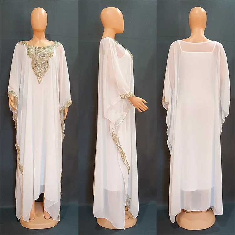 

New African Dresses for Women Loose Boubou Robe Embroidery Muslim Dress Ankara Dashiki Africa Clothing Djellaba Morocco Kaftan