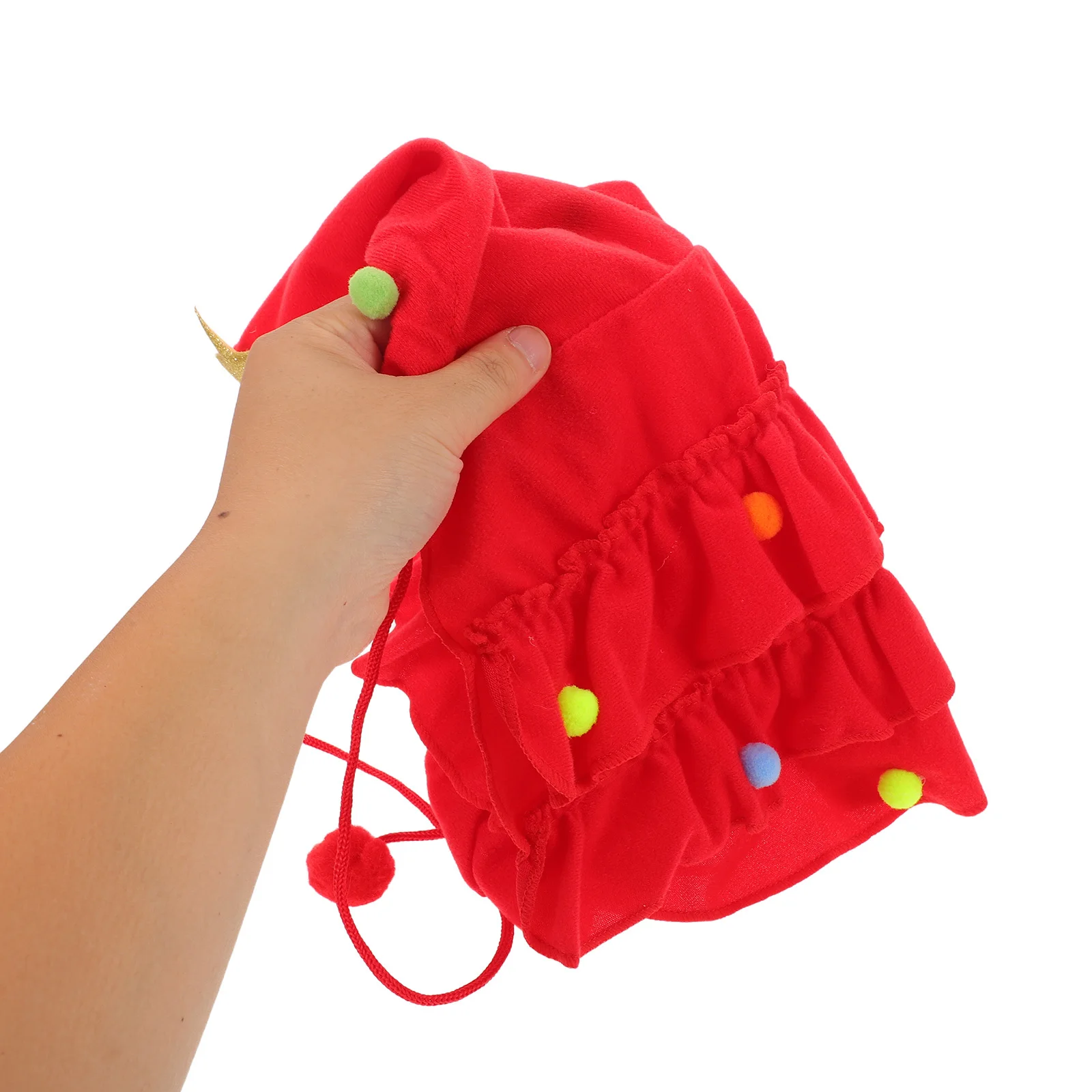 

Christmas Pet Cloak Elf Dog Costume Christmas Tree Cape Star Pompoms Hooded Santa Outfit Small Puppy Cat Cloak Holiday Costume