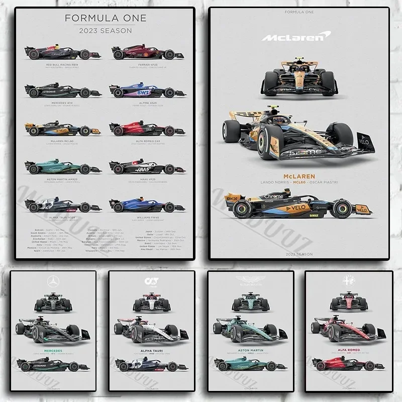 Season Vintage Formula One 80s Cars F1 Racing Team, HD Wall Art Print Poster for Home, E-sports Room, Club Decorative Painting