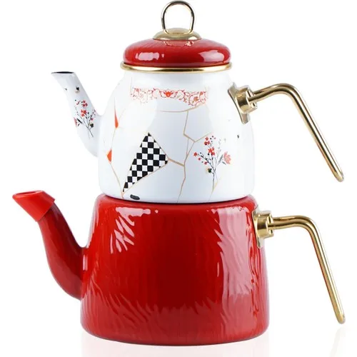 Acar Phoenix-Red Enamel Teapot Set Xap-011881