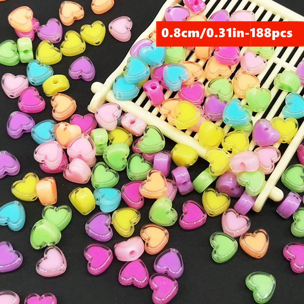 8mm 188pcs 8 Colors Purple And Mixed Peach Heart Style Beads For DIY Making Handicrafts Small Business Supplies