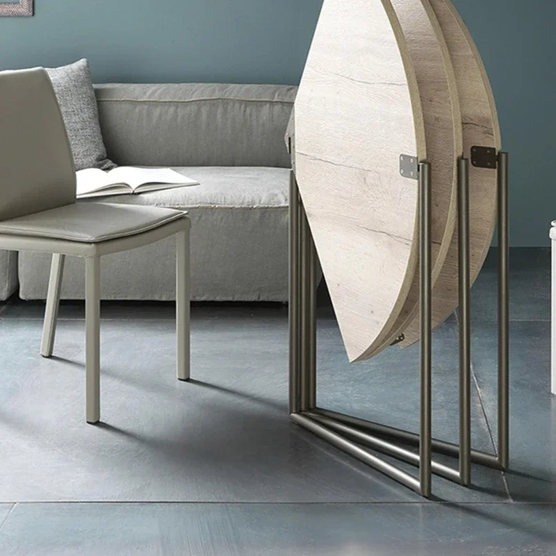 

Folding round dining table, multi-functional solid wood modern simple and light luxury, small household Nordic dining table
