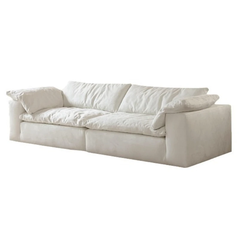 

Italian living room linen fabric sofa combination designer cream wabi
