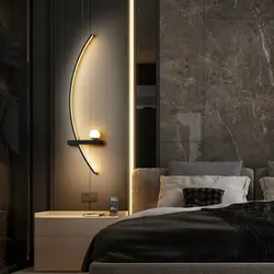 Lámpara de pared nórdica, luz decorativa de lujo, color negro y dorado, minimalista, para sala de estar, Fondo de sofá, dormitorio y mesita de noche