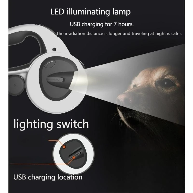 

Автоматический выдвижной поводок для собак со светодиодной подсветкой — светоотражающая противоскользящая амортизация для средних/больших собак, управление без помощи рук