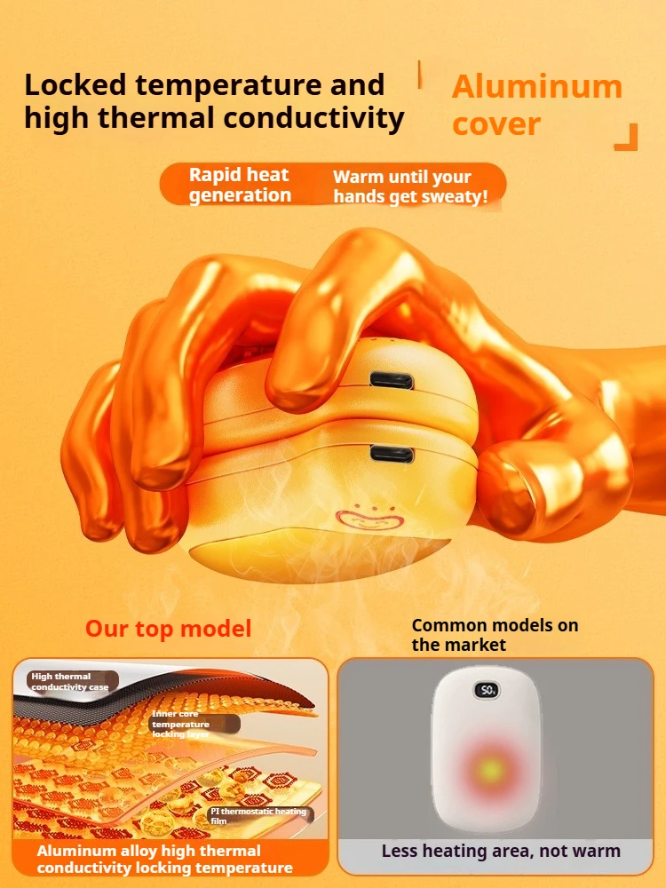Eary 2000mAh * 2 قابلة للشحن تدفئة اليد المغناطيسي 3-إعدادات المانجو على شكل سخان كهربائي الشتاء هدايا عيد الميلاد لصديق النساء #3
