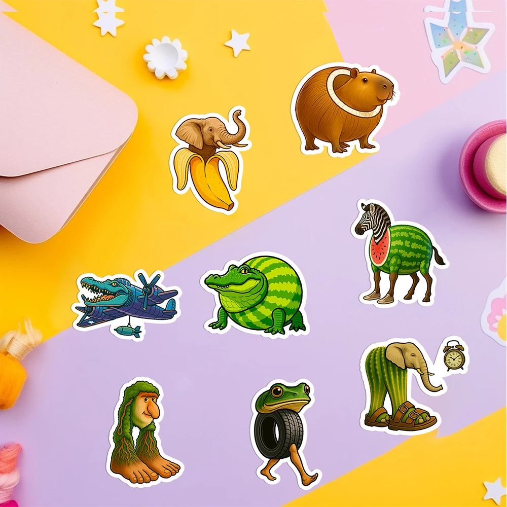 10/30/50pcs Tung Tung Sahur Funny Cartoon Stickers Italian Brainrot Abstract Animal Sticker Guitar Scrapbook Phone Decals Decor