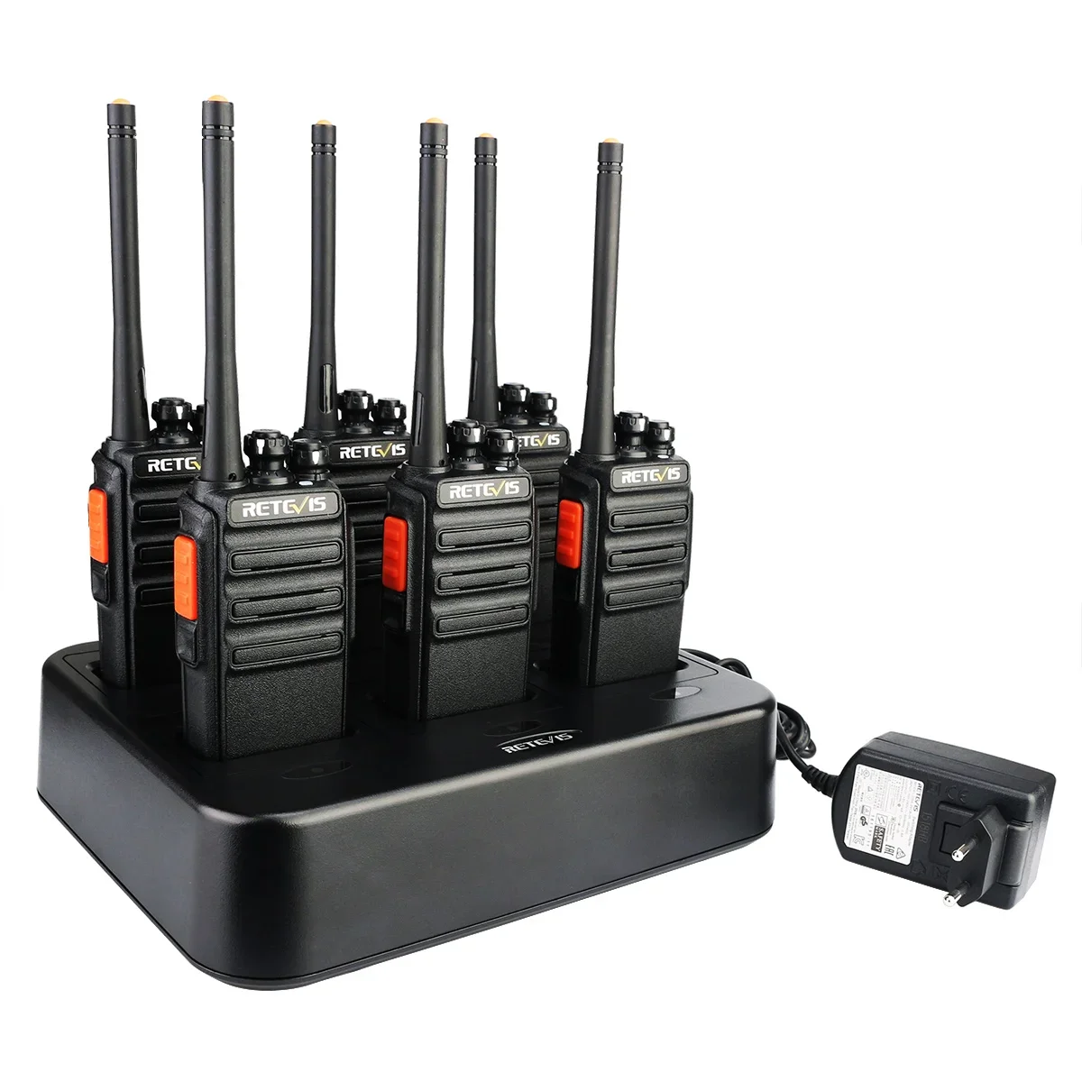 6PACK Retevis RT24 PMR446 Walkie Talkie License-Free long range 16Channel VOX Handheld two way Radio With 6-way Rapid Charger