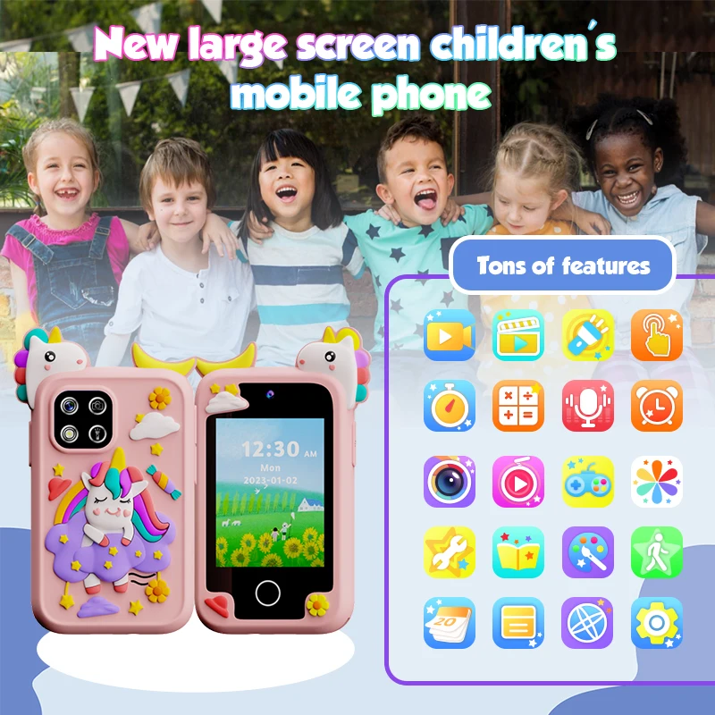 2025 Kids Smart Phone Learning Tool Musical Toys  Unicorn Dinosaur Baby Mobile Selfie Camera MP3 Player Toy Phone Gift
