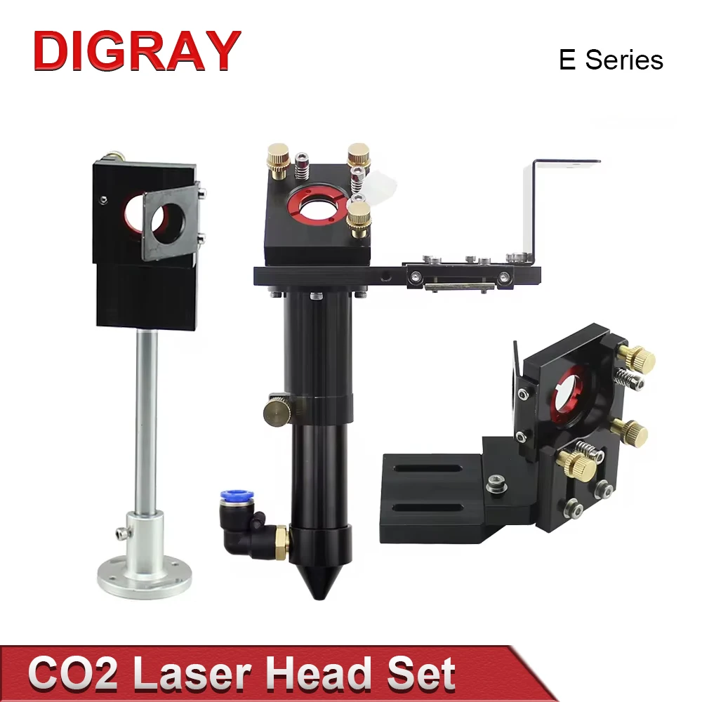 DIGRAY CO2 Laser Head Set E Series Lens Diameter 20mm FL50.8 & 63.5 & 101.6 Mirror 25mm for Laser Engraving Cutting Machine
