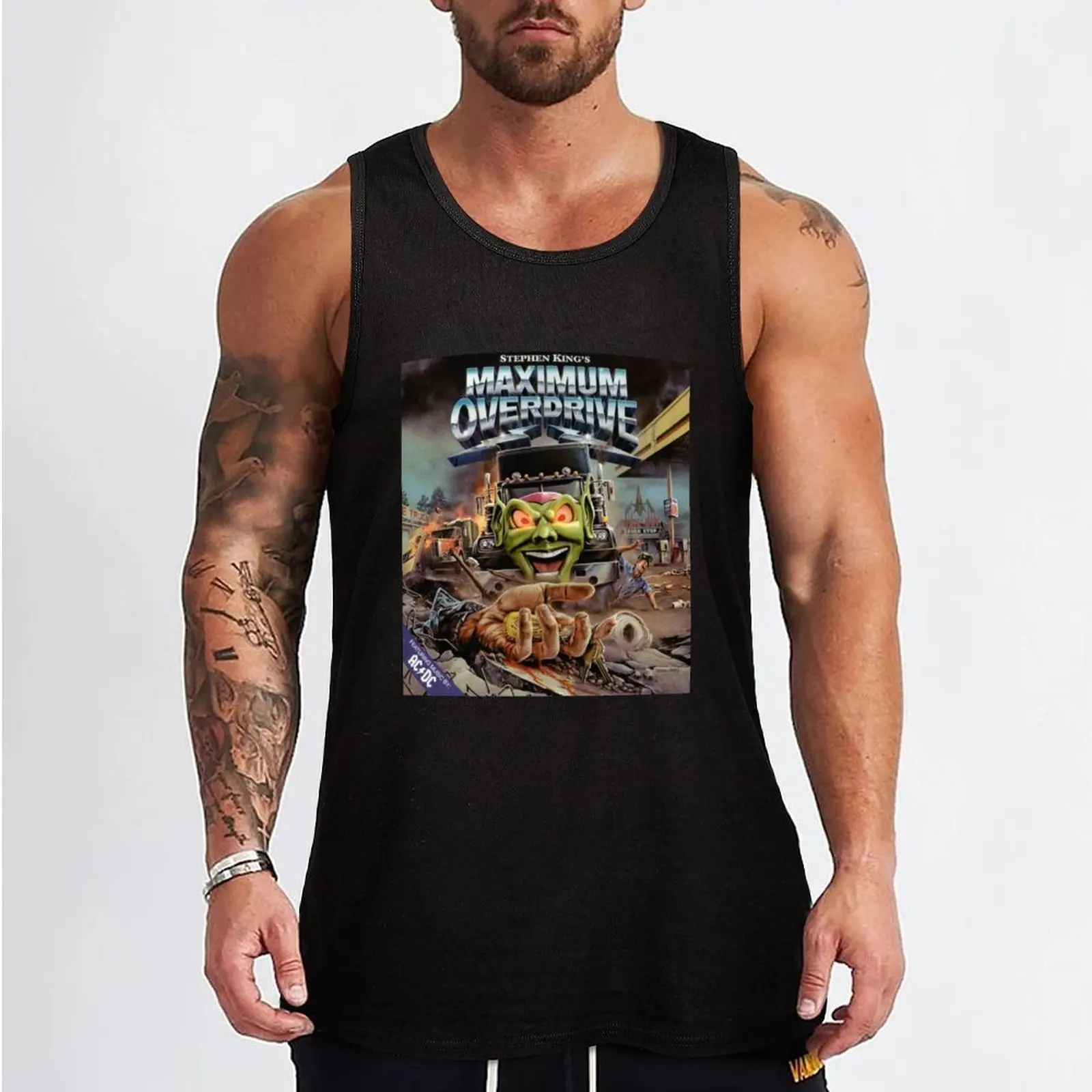 Maximum Overdrive Design Tank Top plain t-shirt sports vest bodybuilding man basketball