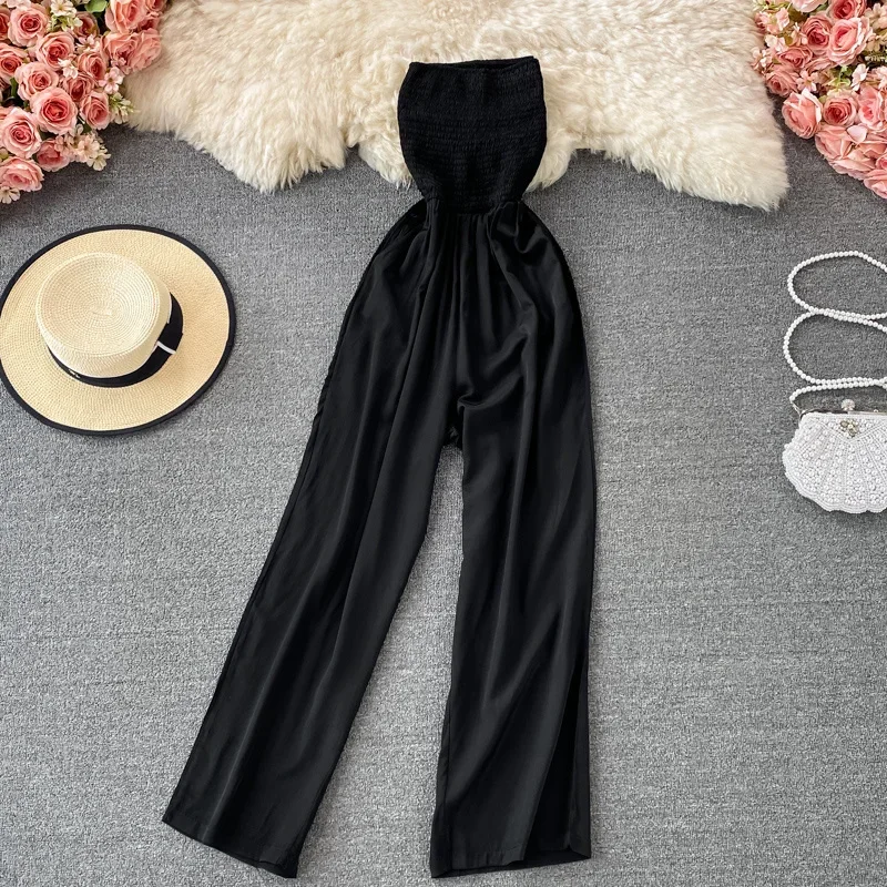 Fashion Straight Wide Leg Pants Women's Summer 2024 New High Waisted Slim Draped Bra Jumpsuit Casual