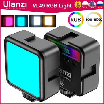 Ulanzi VL49 Mini RGB LED Video Light 2700K-9000K Camera Fill Light Photography Lighting Pocket Live Tiktok Vlog Light Lamp