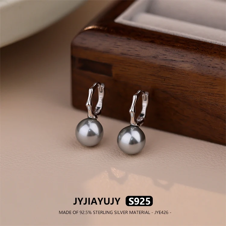 

JYJIAYUJY 100% цельно оригинальные серьги-кольца из стерлингового серебра S925, в наличии, модные ювелирные изделия с бамбуковым жемчугом, подарок на каждый день JYE426
